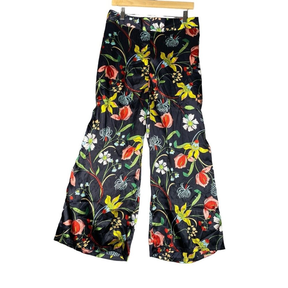Castaluna Womens Floral Wide Leg‎ Pants Black Multicolor Size 12W